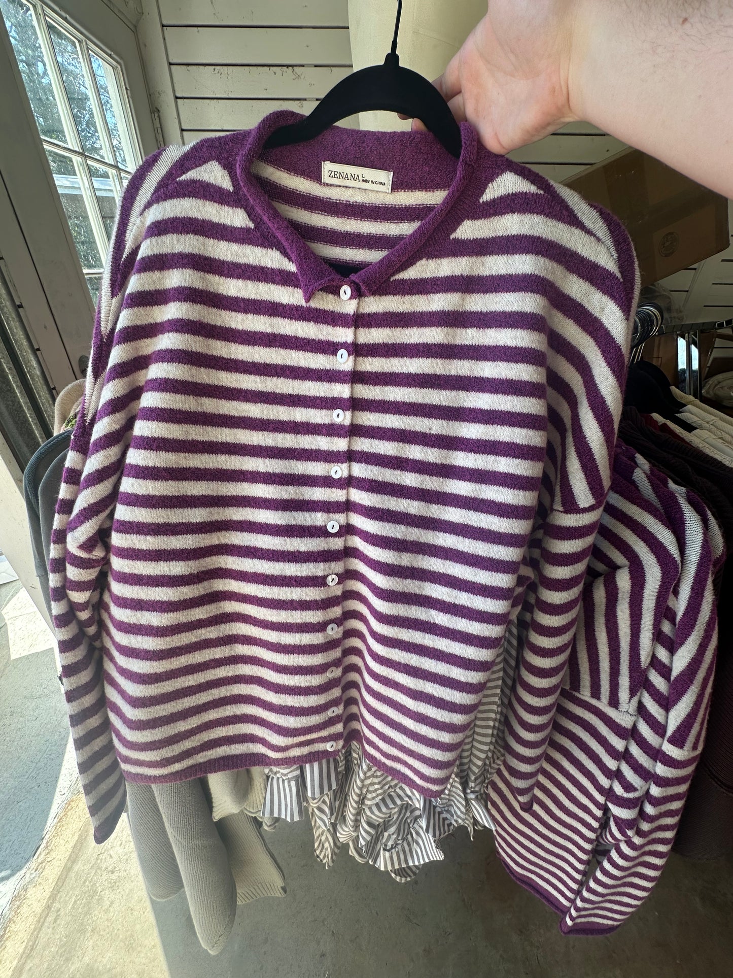 Z purple strp cardigan