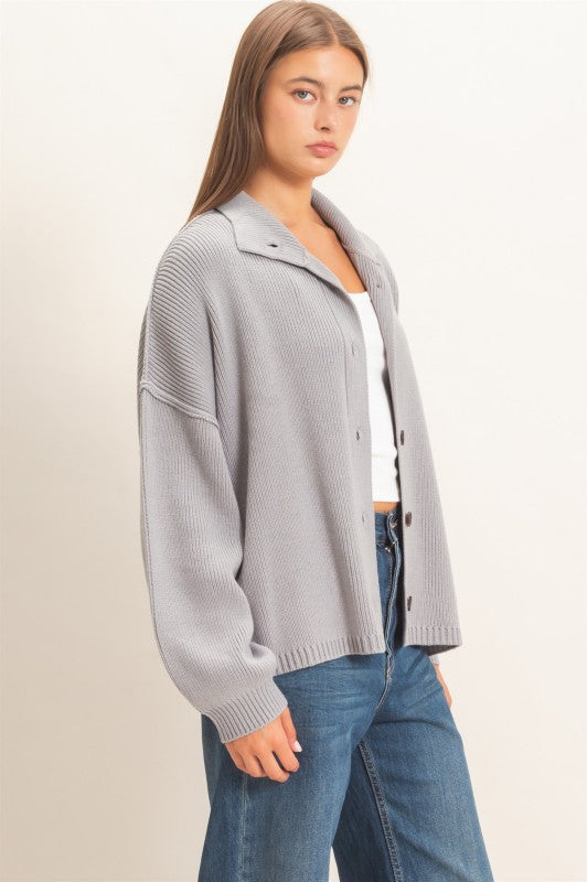 High neck oversized cardigan