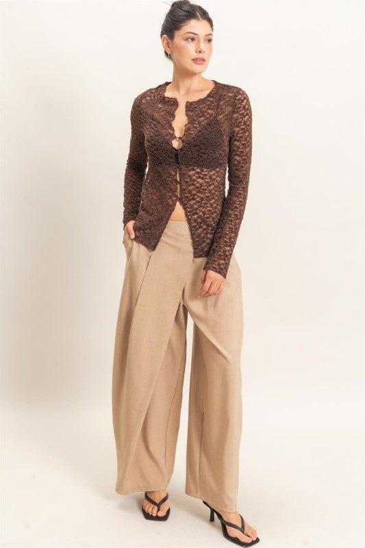 Choc button lace shirt