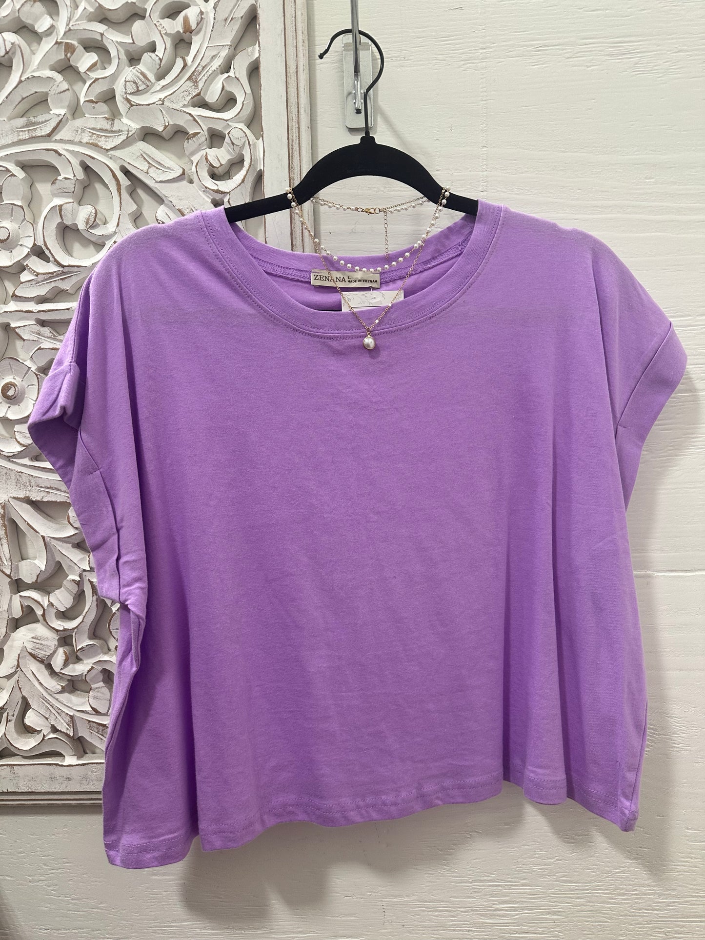 Cotton Folded Sleeve Crop Top