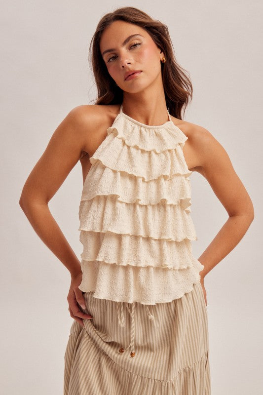 Knit Ruffle Halter Top