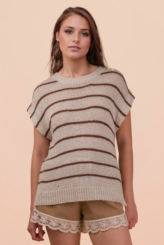 Striped knit sweater vest top