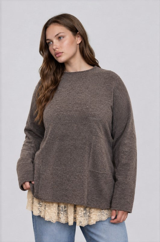 Mocha Heathered Checkered Sweater