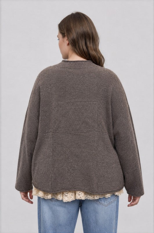 Mocha Heathered Checkered Sweater
