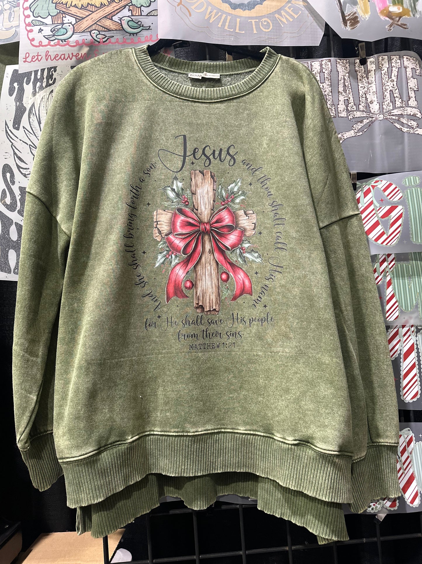 Acid Wash Sweatshirt with Pockets