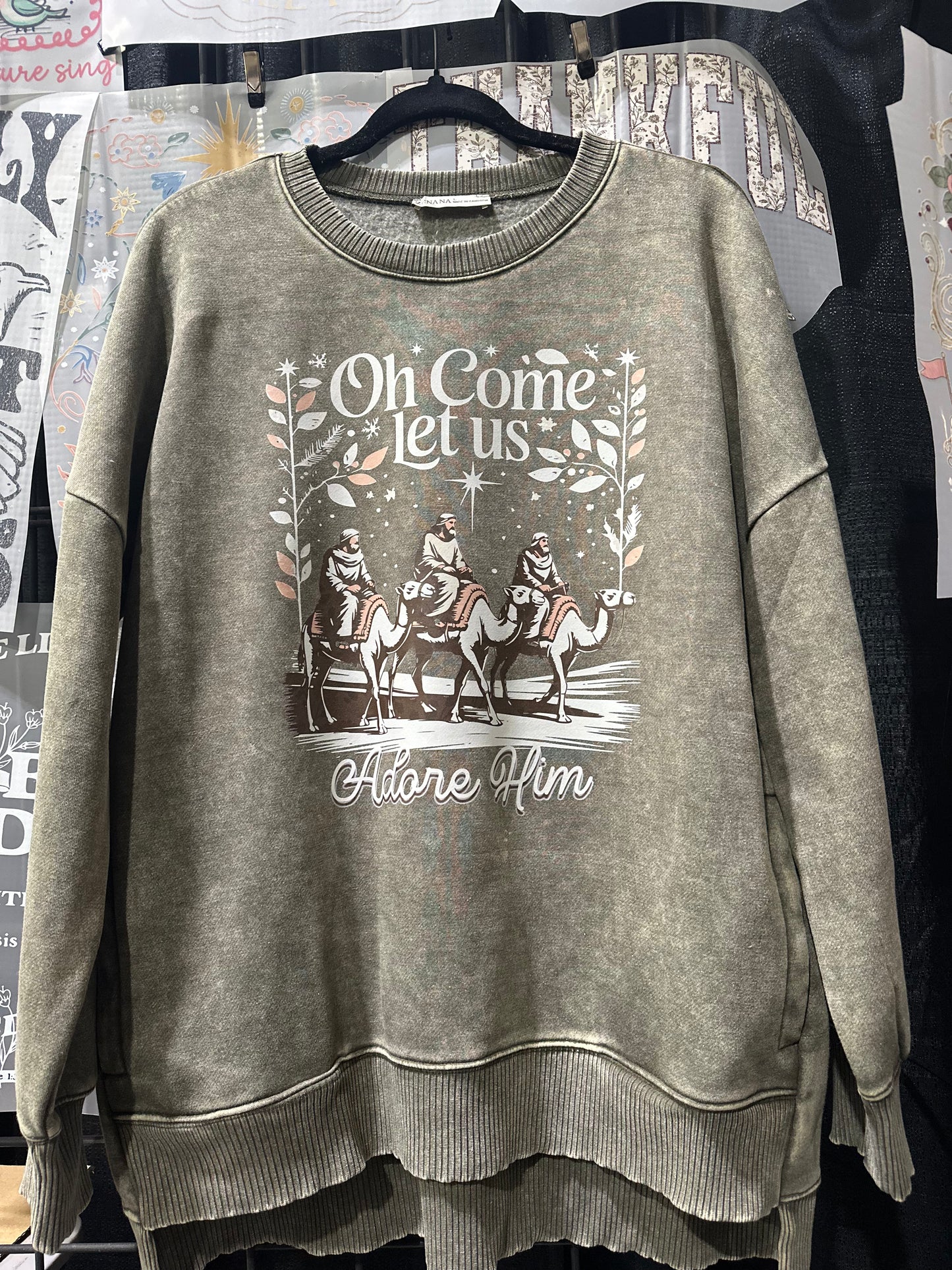 Acid Wash Sweatshirt with Pockets