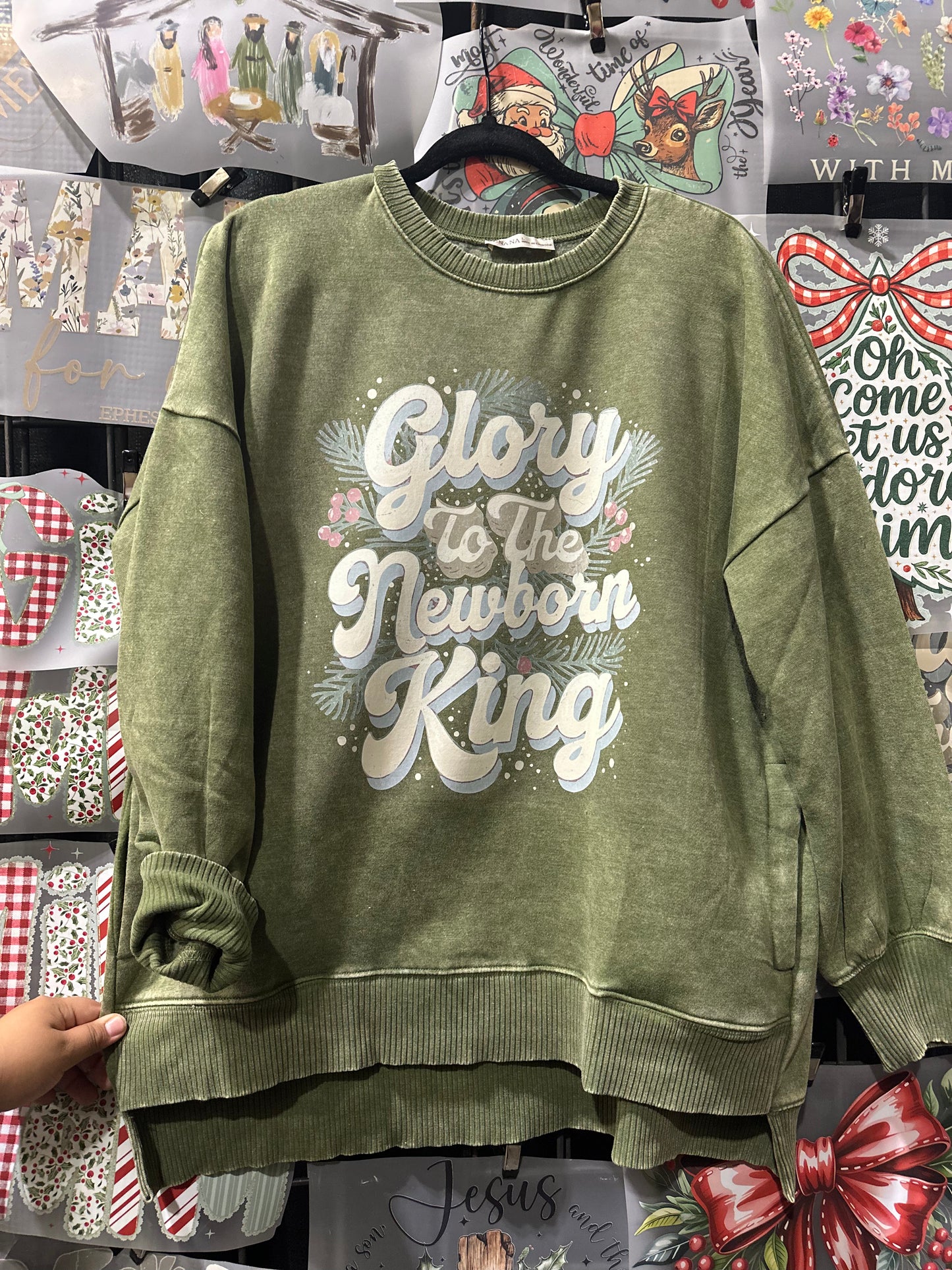 Acid Wash Sweatshirt with Pockets