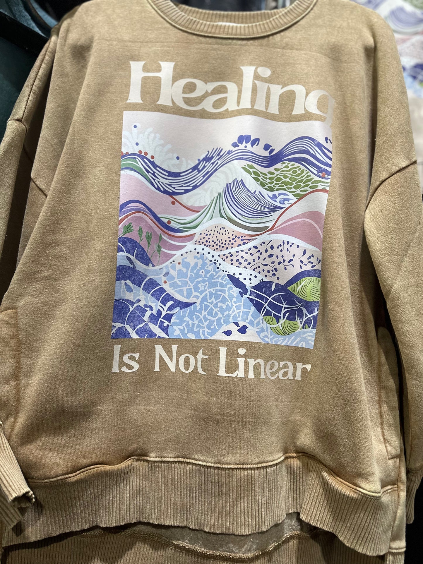 Acid Wash Sweatshirt with Pockets