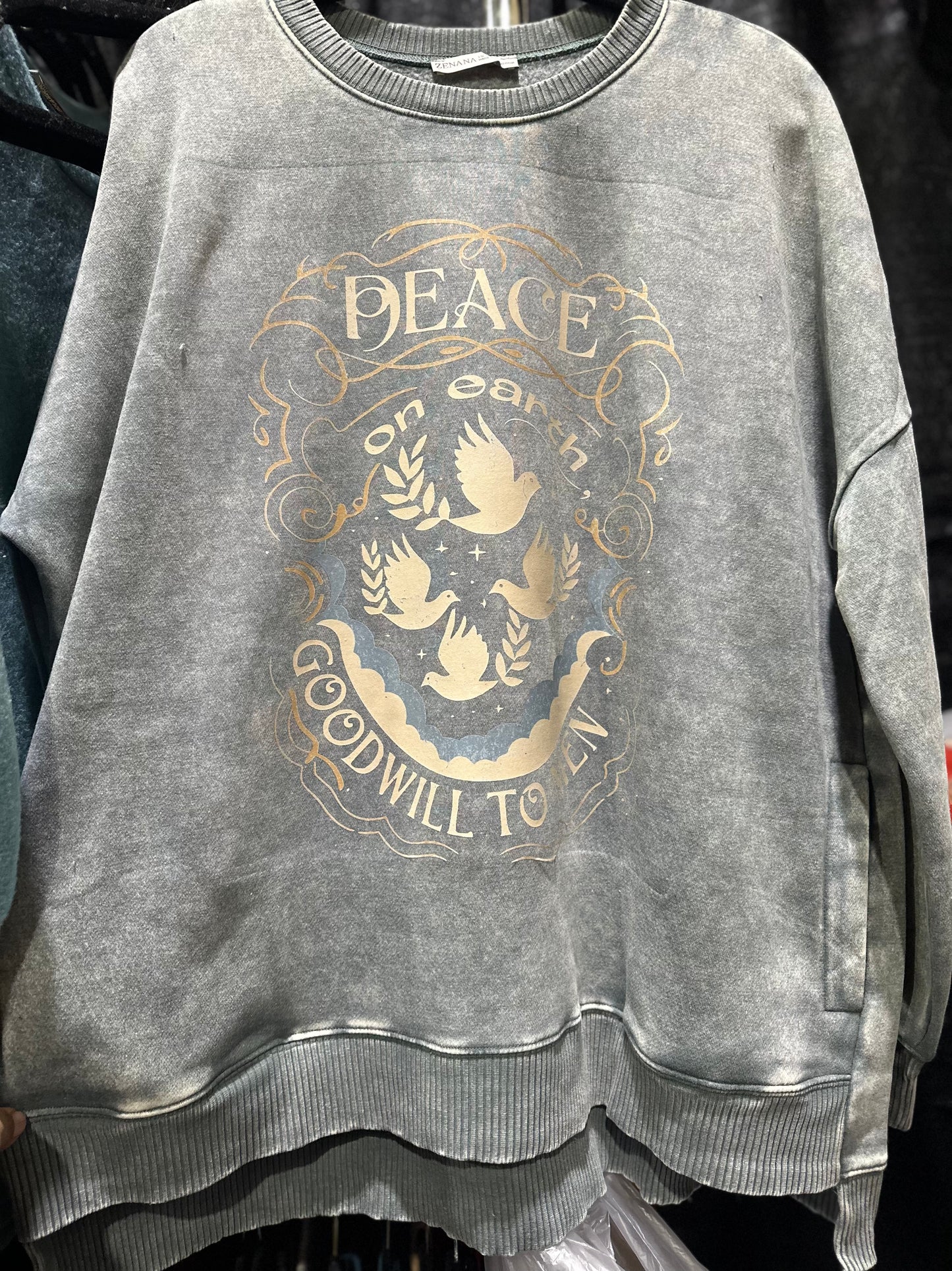 Acid Wash Sweatshirt with Pockets