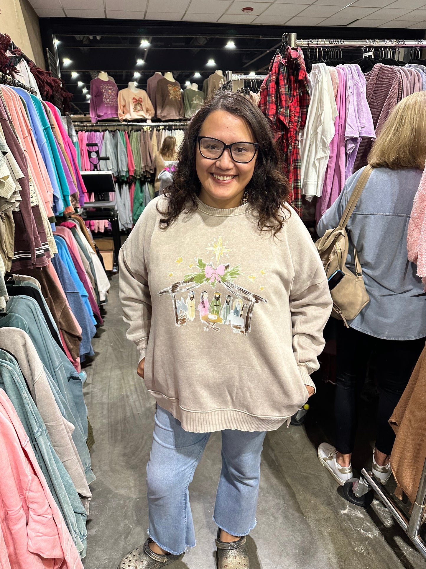 Acid Wash Sweatshirt with Pockets