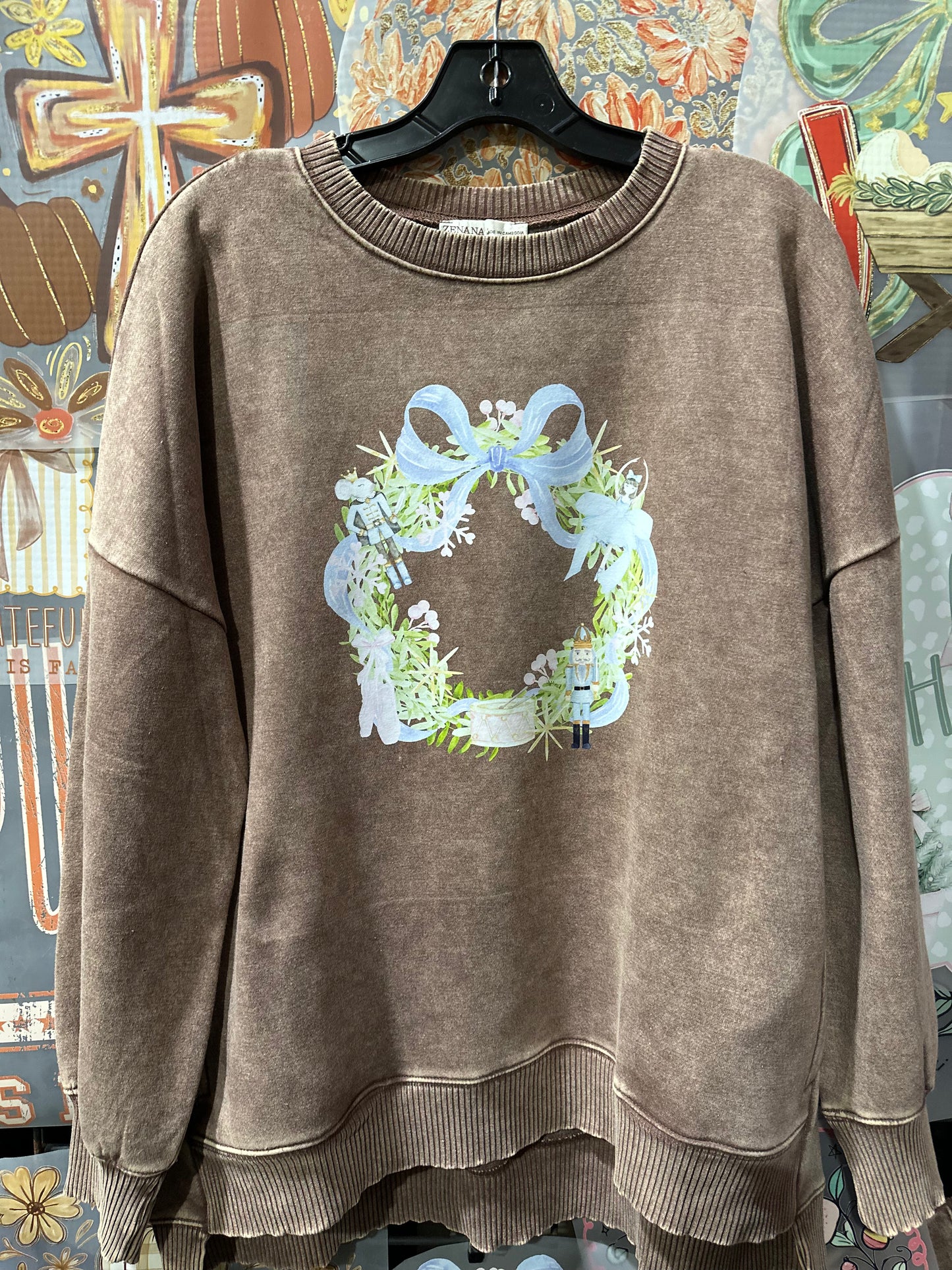 Acid Wash Sweatshirt with Pockets