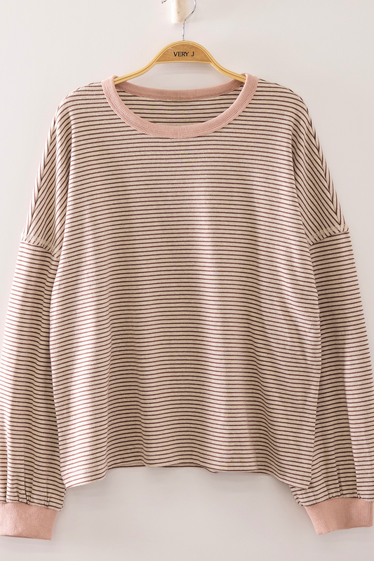 Vintage Stripe Oat/Mocha Pullover