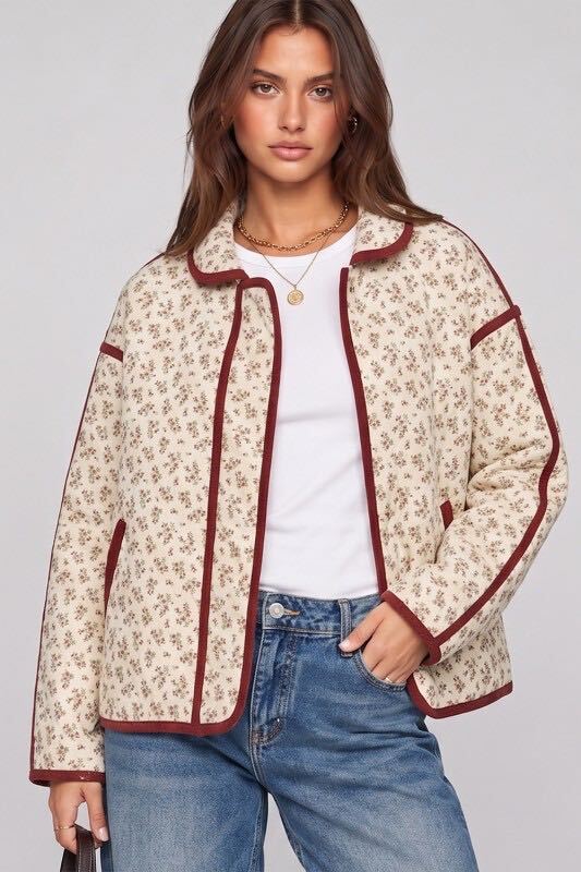 Red Floral Quilted Jacket