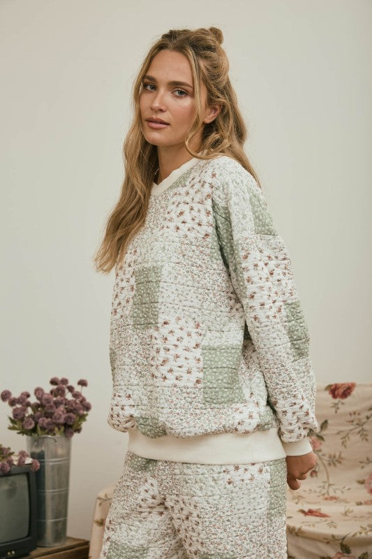 Multi Floral Patchwork Knit Top