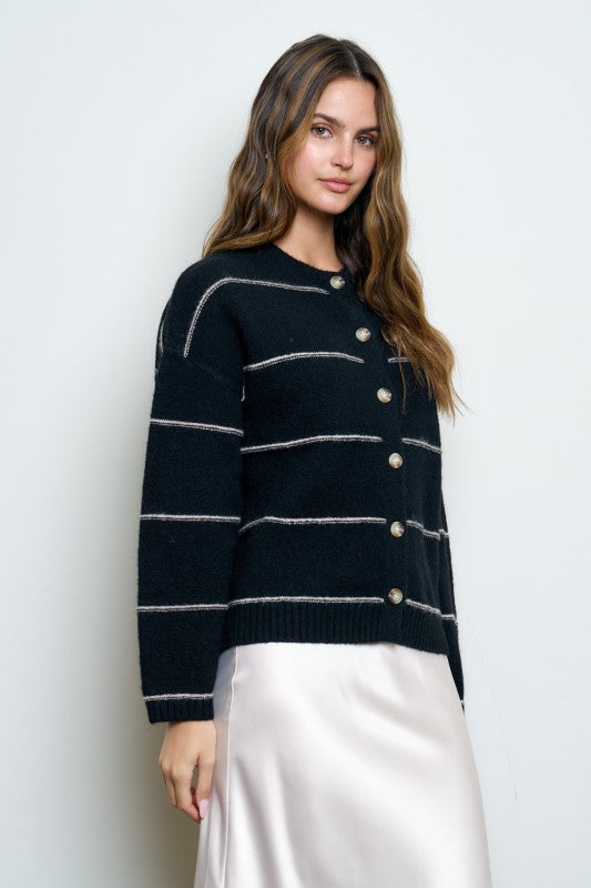Thin Stripe Button Down Cardigan