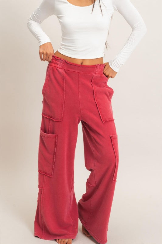 Mineral wash, cargo pocket pants
