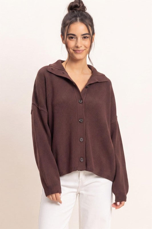 High neck oversized cardigan
