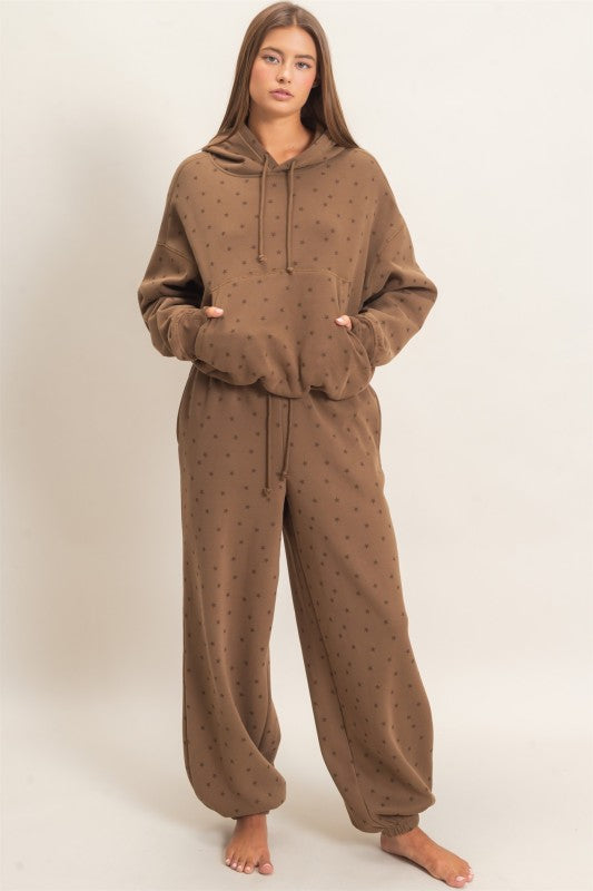 Star Print 1/4zip sweat set