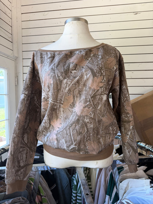 Brwn camo off shoulder