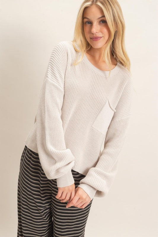 Stone ribbed sweater