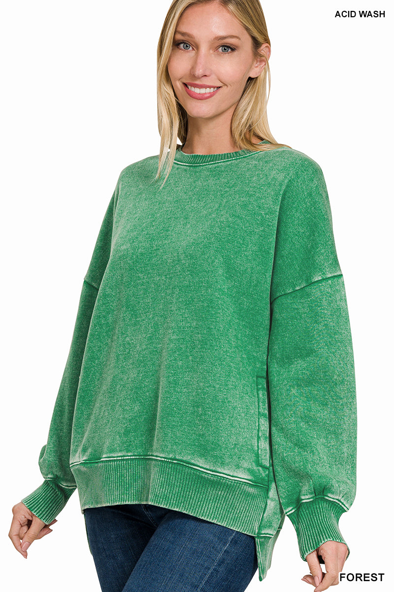 Acid Wash Sweatshirt with Pockets