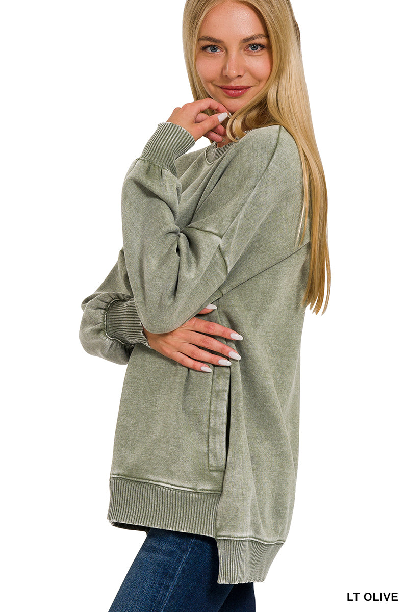 Acid Wash Sweatshirt with Pockets
