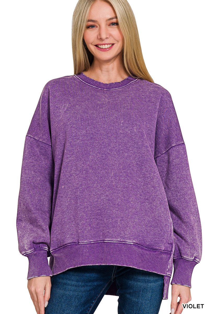 Acid Wash Sweatshirt with Pockets